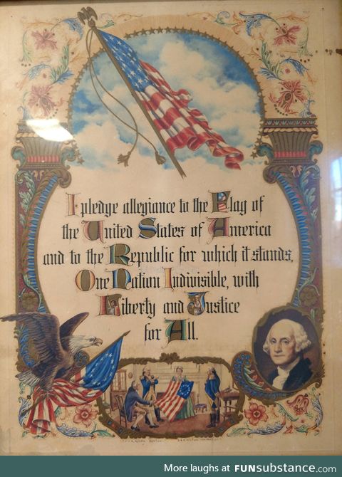 Antique Pledge of Allegiance poster seems to be missing something