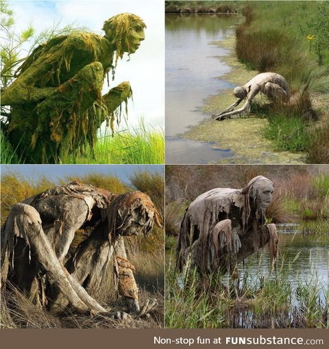 Swamp creatures in a French nature reserve by Sculptor Sophie Prestigiacomo