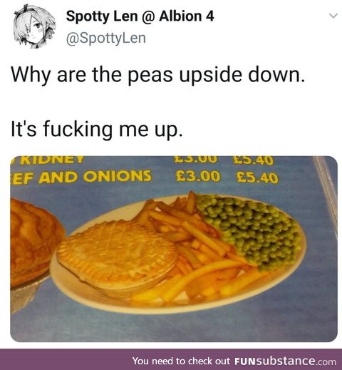 Why are the peas upside down?