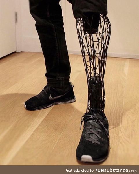 This prosthetic leg made from titanium