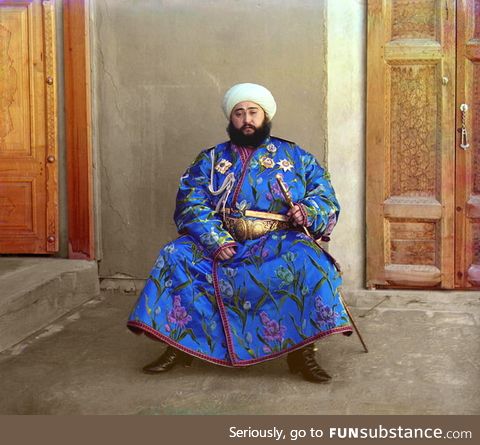 The last Uzbek King, photographed using a very early color photo technique, 1911