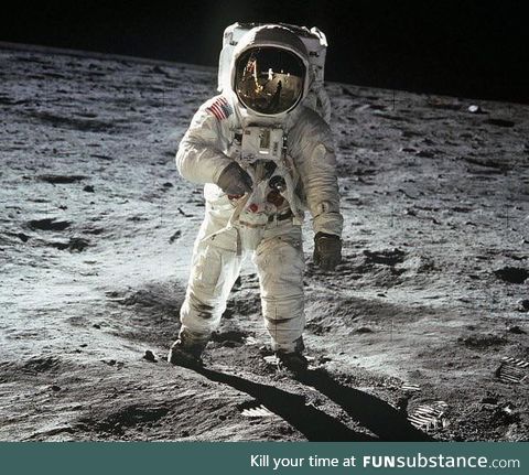 50 years ago today, this photo of Buzz Aldrin was taken by Neil Armstrong during the