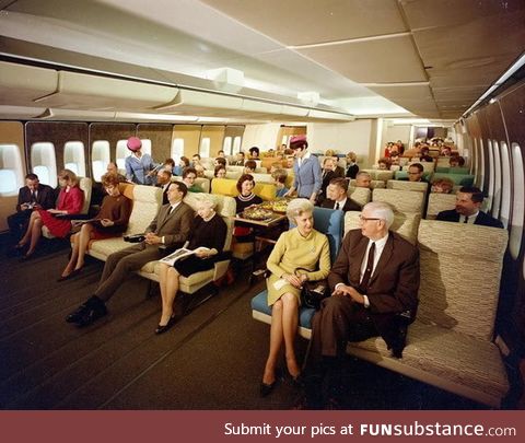 Economy class, PanAm flight in the 70's