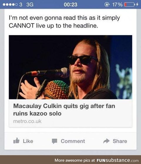 Macaulay Culkin has left the building