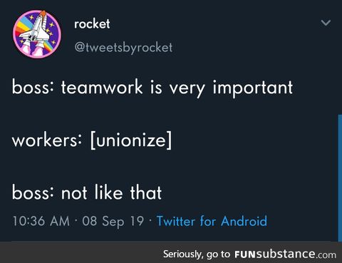 W-what about pizza parties! Those are better than unions! Taco fridays?