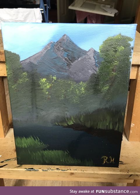 1st attempt at painting, thanks Bob Ross