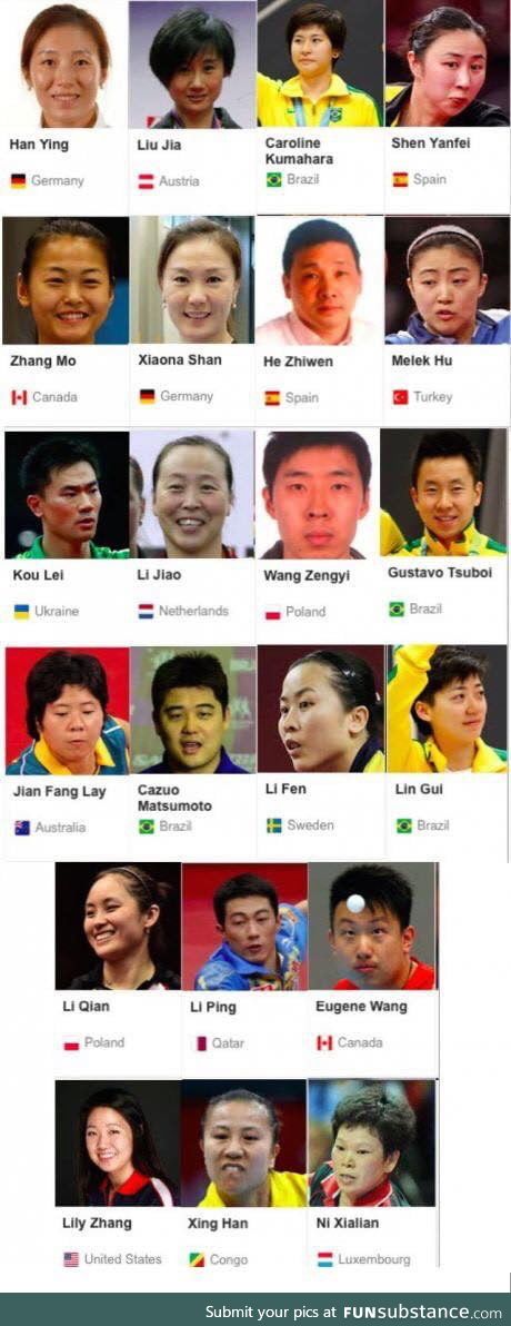 The amazing diversity in table tennis players around the world