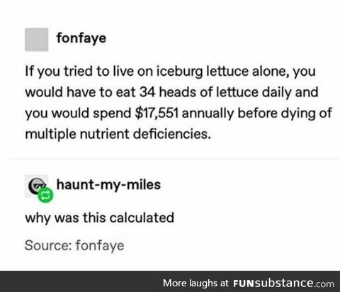 Living off lettuce