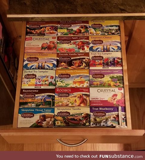 Incredibly satisfying drawer of teas'