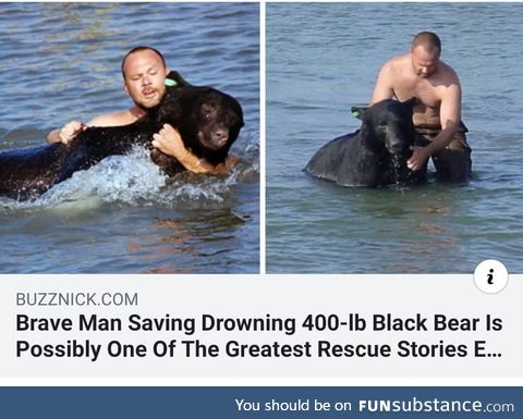 Amazing man saves bear from drowning