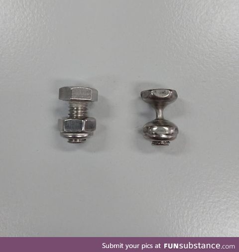 The vibration wear on this stainless steel bolt