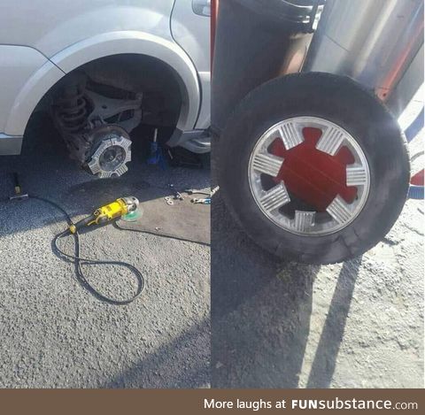 Removed the tire, boss!