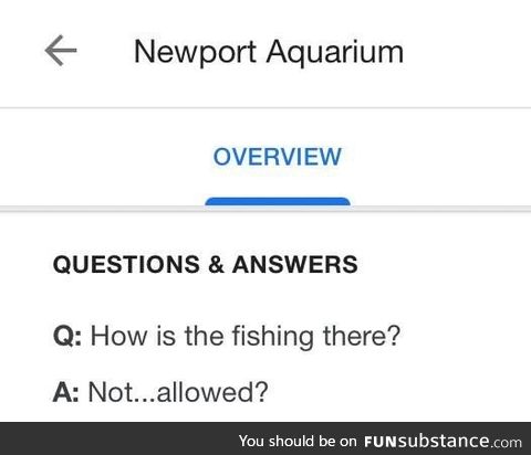 This question on an aquarium’s Google page