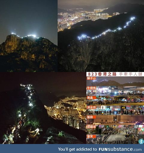 Today, over a hundred thousand Hong Kongers held hands and made a human chain around Hong