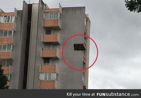 Guy in Split,Croatia literally cuts off a piece of the building he lives in to have a