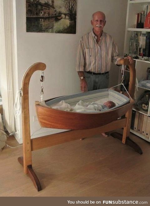 This grandpa made cradle for his grandson