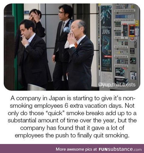 Japanese company giving extra vacation days to non-smokers to make up for their