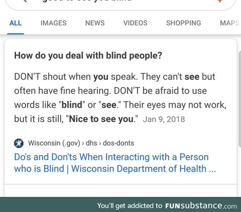 It's OK to interact with blind people