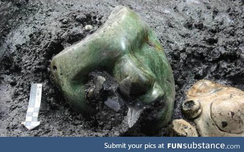 2,000-Year-Old Realistic Green Mask Found Nestled Inside an Ancient Pyramid