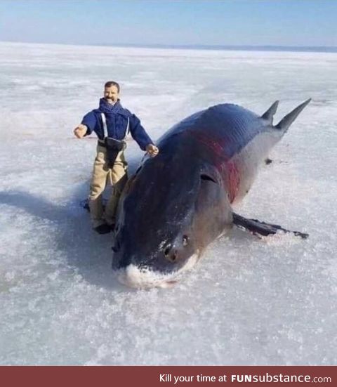 Pro tip: When going ice fishing, take an action figure of yourself so you can exaggerate