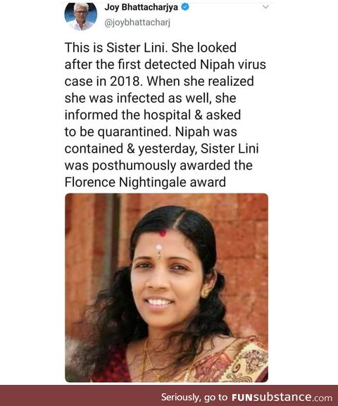 She looked after the 1st Nipah virus infected patient in India