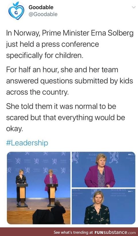 The Norwegian prime minister held a press conference for the children