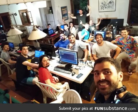 We did it. We gathered 18 friends (15 in the pic) for a LAN party