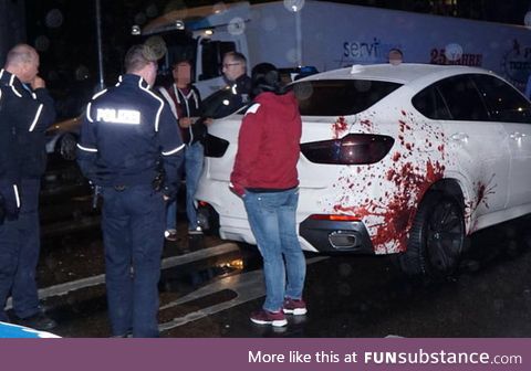 German police stops car with what turns out to be a blood sticker