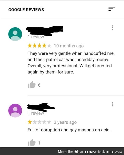 Reviews for the local police station