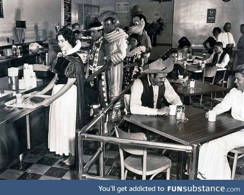 Disneyland employee cafeteria, roundabouts 1961