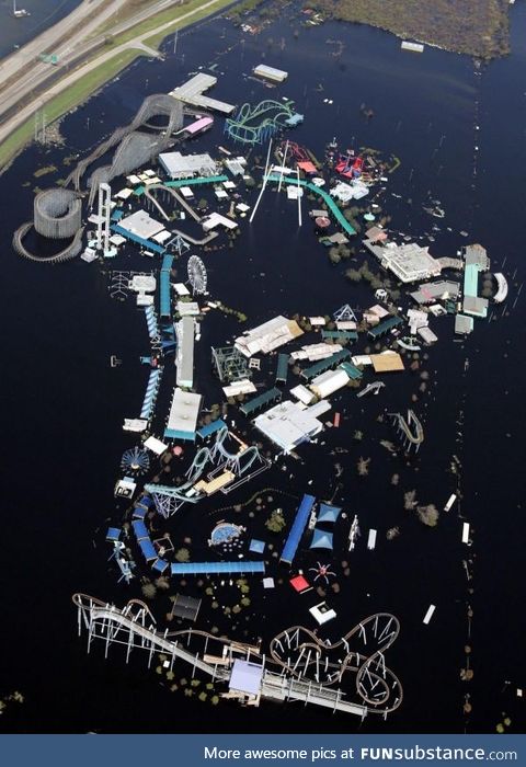 Abandoned six flags in New Orleans after it was flooded in 2005 from hurricane Katrina