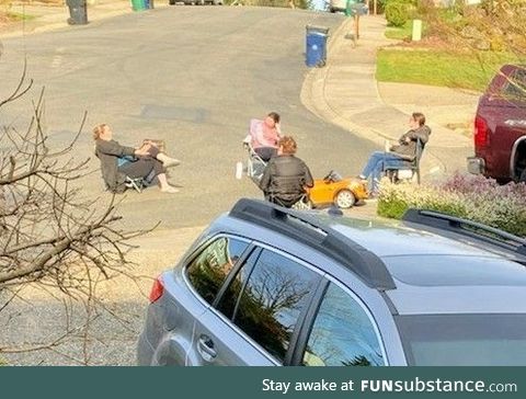 Saw the dads having a beer, here are some moms having a glass of wine while practicing