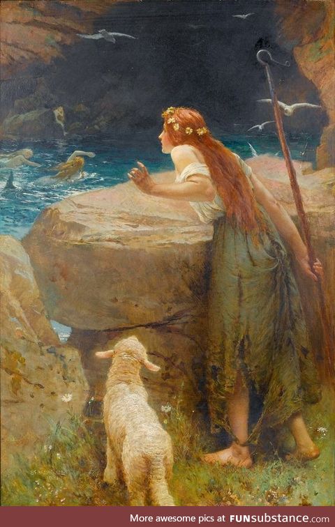 The Shepherdess by English painter Edward Frederick Brewtnall