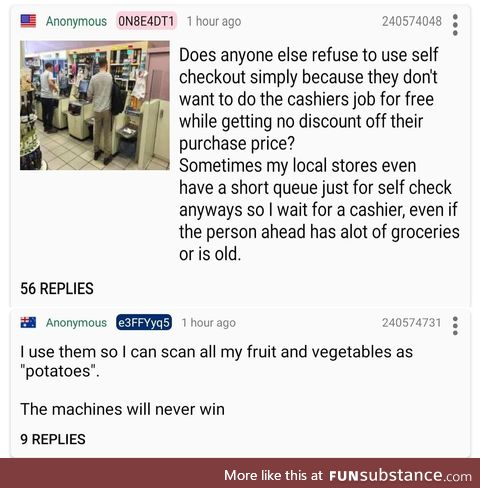 Anon on self-checkout