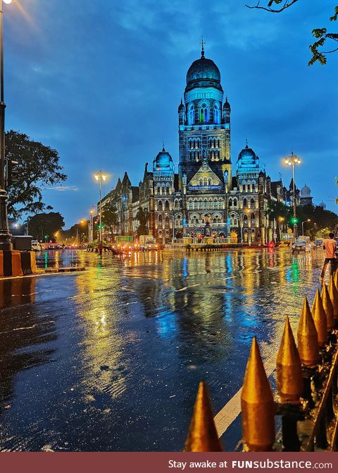 Victoria Terminus, Bombay, India after a light shower