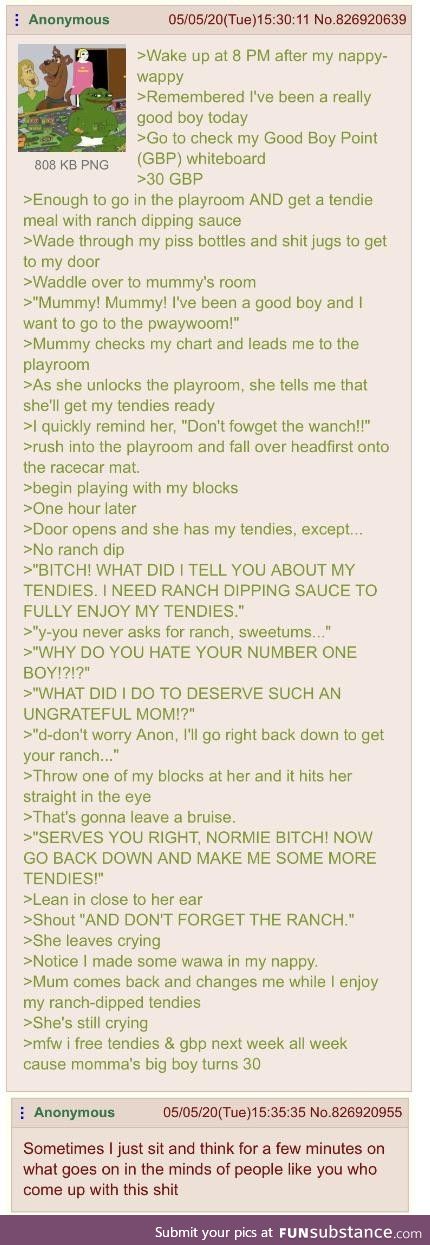 Anon enjoys his playroom