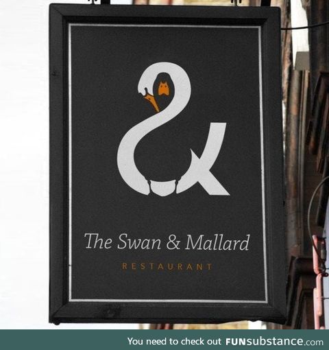 Swan and Mallard sign. Brilliant design