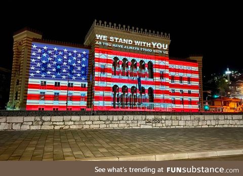 Sarajevo, Bosnia shows support to USA in these hard times