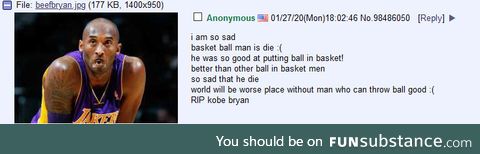 Anon is sad about Kobe's death