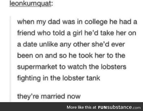 Lobster fights are an acceptable first date, allegedly