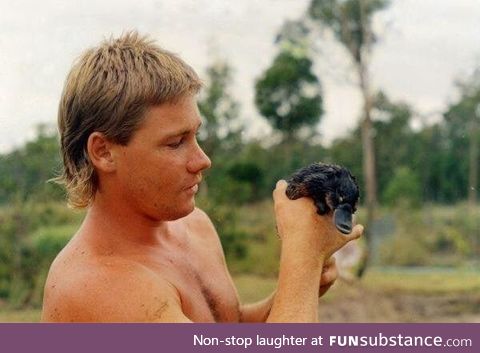 Steve Irwin examining one of Gods’ whoopsies, circa 1985