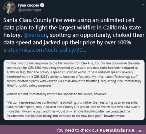 Verizon extorts firefighters