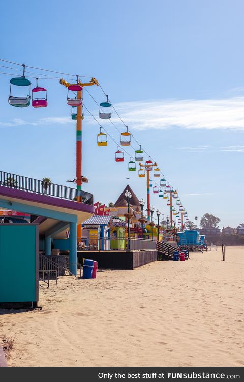 An empty Santa Cruz beach boardwalk