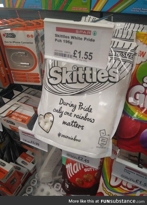 White Pride Skittles? Apparently no one at HQ thought this new movement could be