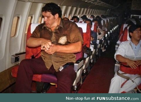 Andre the Giant in economy class