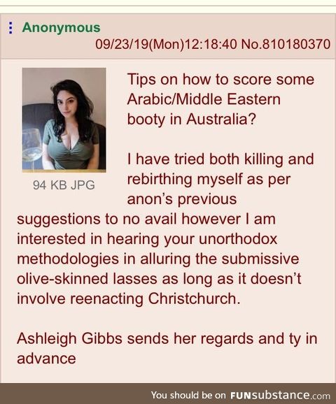 Australian anon seeks arab booty