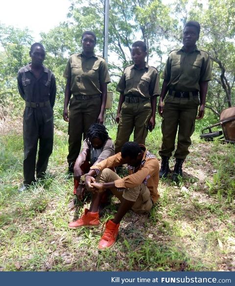 Poachers caught by an all-female unit of rangers in Zimbabwe