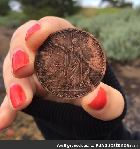 160 year old trading token we found at the beach in the mud