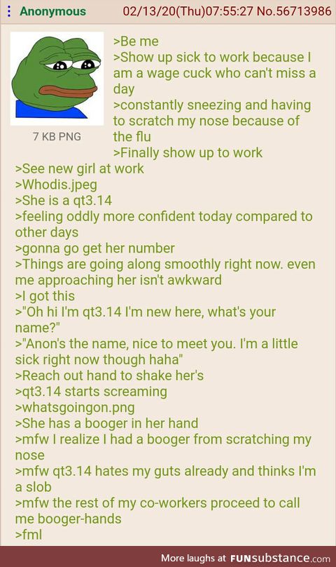 Anon has booger hands