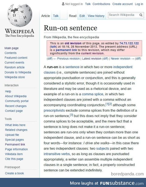 Run-on sentence